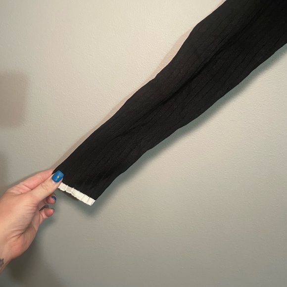 PrettyGarden Black Long-Sleeve Rib Knit Polo Dress with White Trim Medium BNWT - Picture 4 of 6